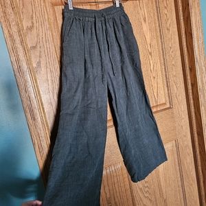 Small wide leg linen cotton blend pants trousers